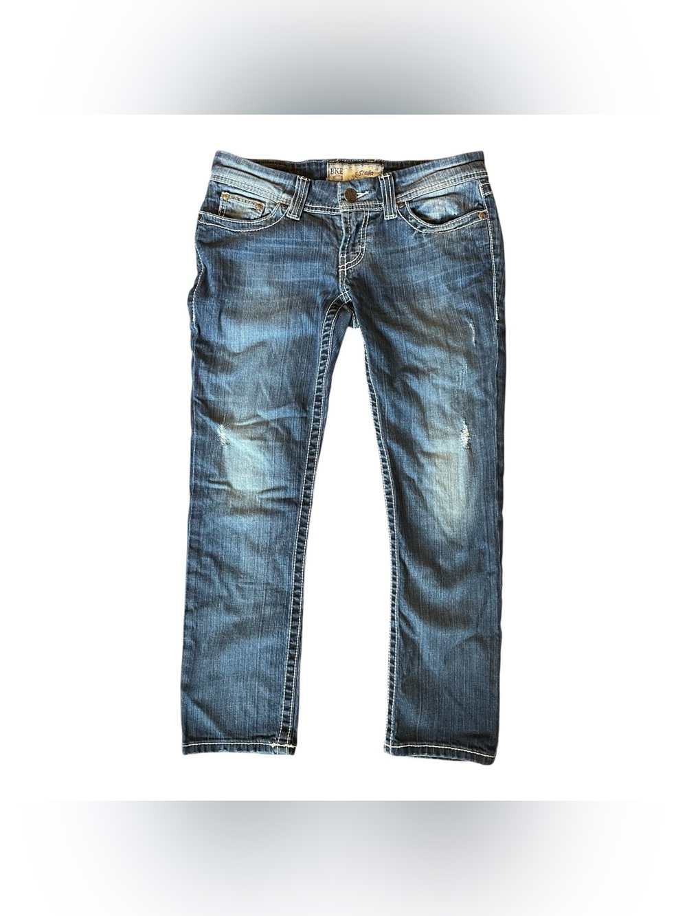 BKE Stella Low-Rise Cropped Jeans Women's 27 Blue Dark Wash Denim Stretch 90's
